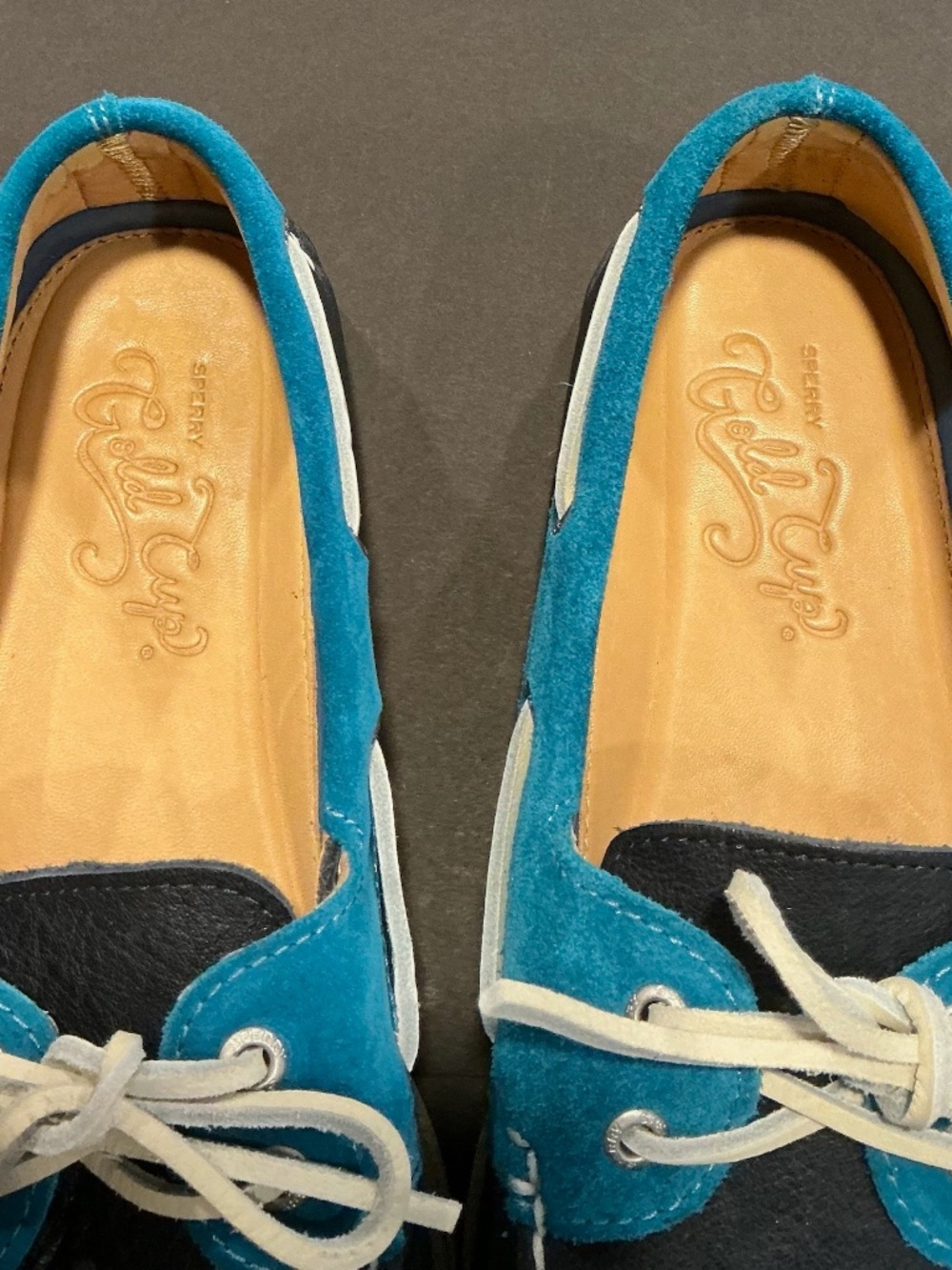 Sperry Top Sider Leather Suede Boat Shoes Blue Colorblock Men’s Size 10 - Picture 8 of 16